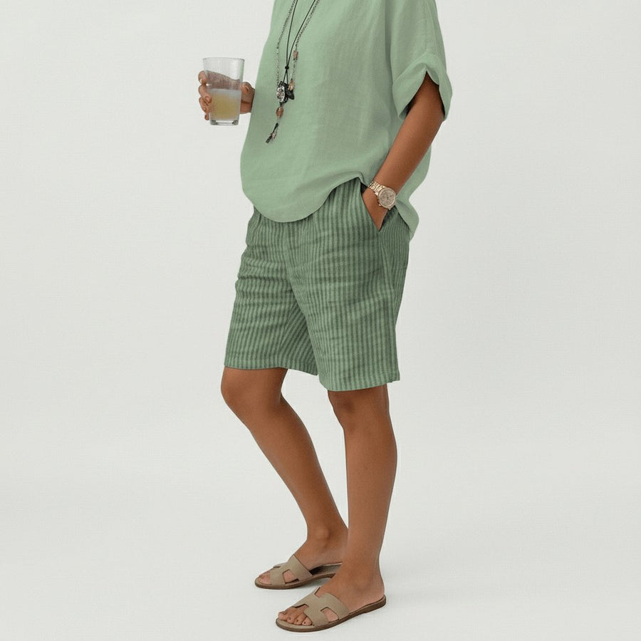 Scarlett | Women's Relaxed-Fit Striped Elastic-Waist Bermuda Shorts