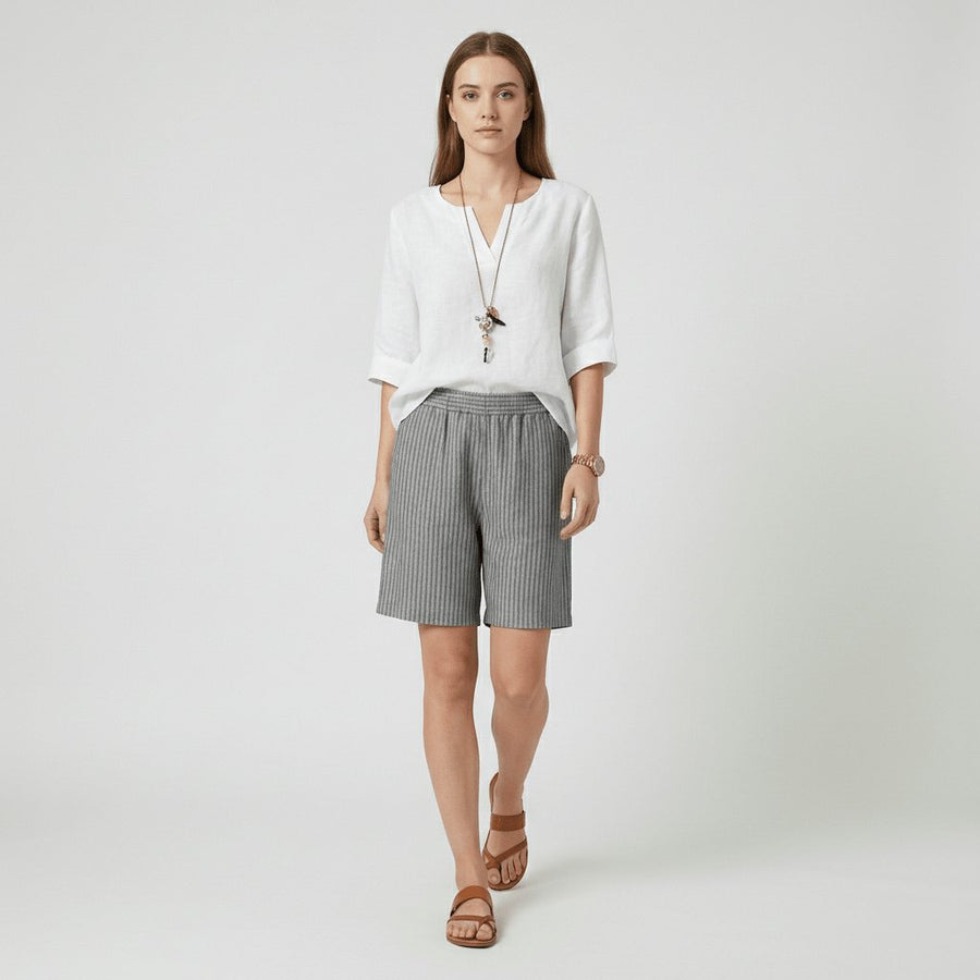 Scarlett | Women's Relaxed-Fit Striped Elastic-Waist Bermuda Shorts