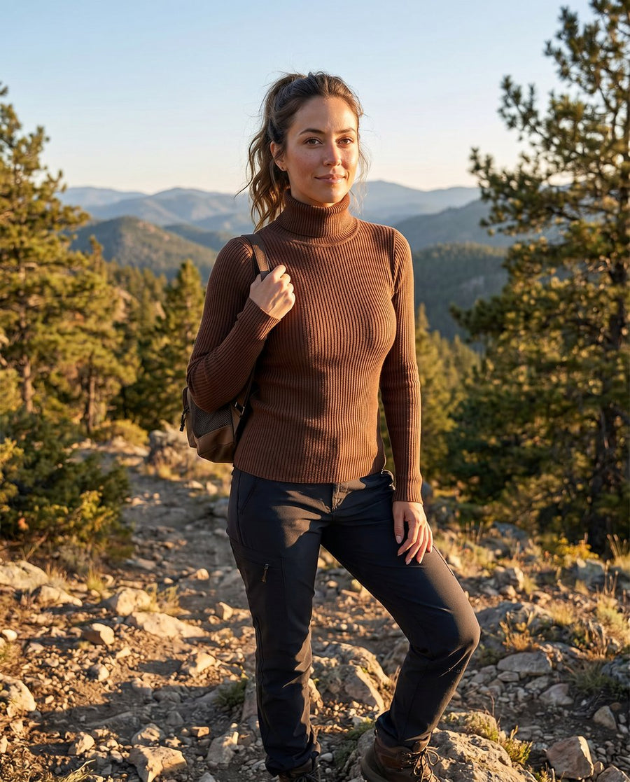 Madison | Women's Ribbed Turtleneck Lightweight Knit Sweater