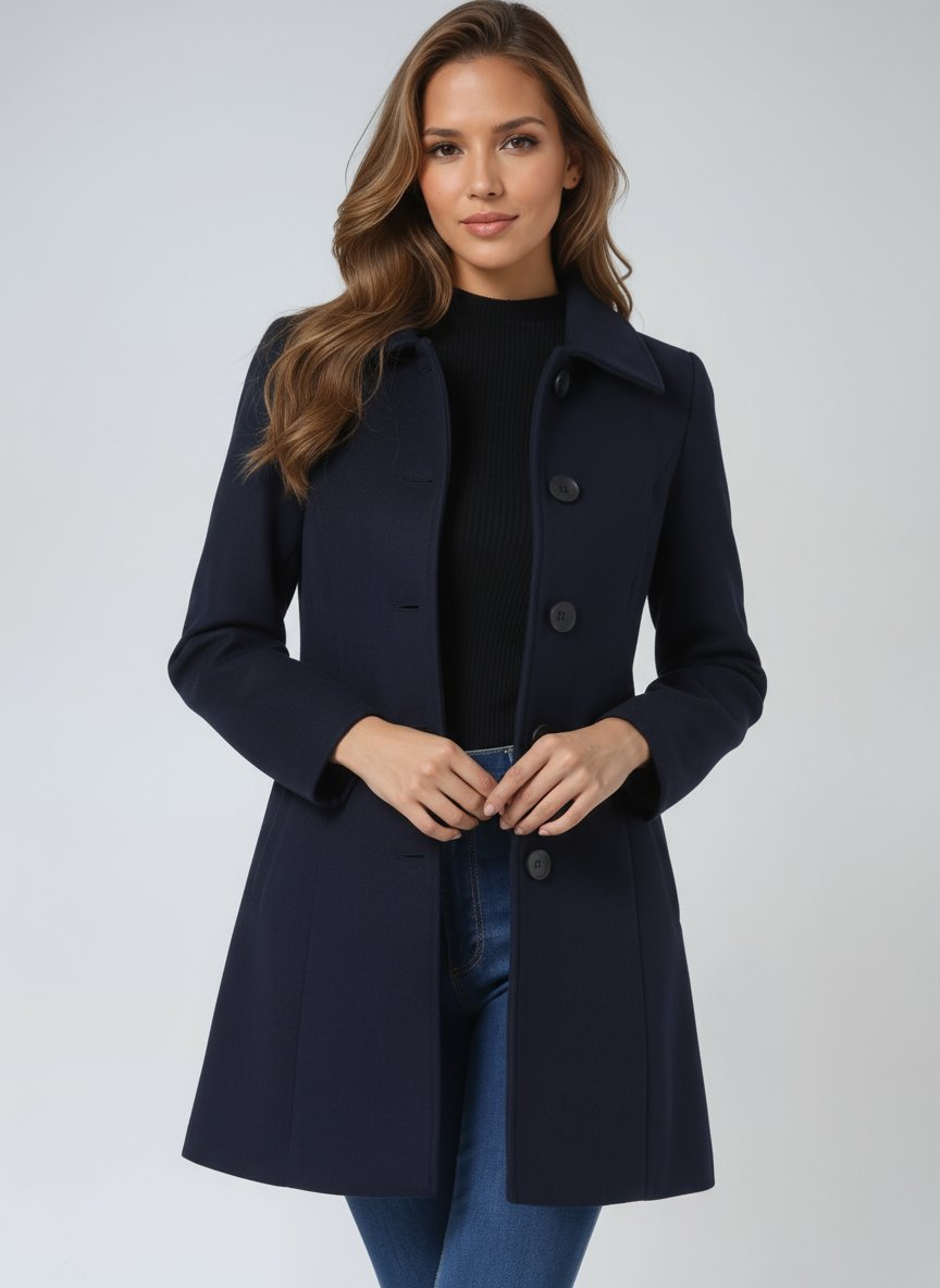 Luna | Women's Single-Breasted Structured Mid-Length Winter Coat