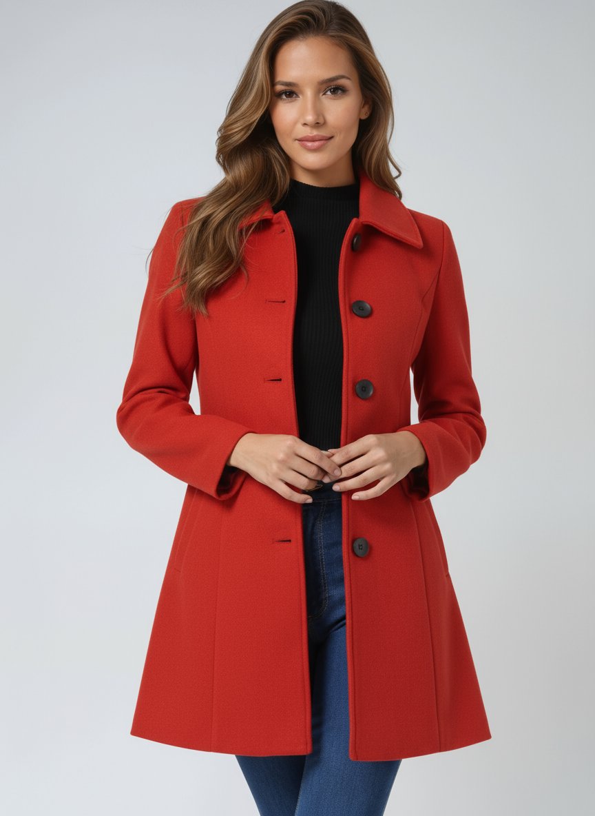 Luna | Women's Single-Breasted Structured Mid-Length Winter Coat