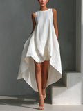 Harper | Women's Sleeveless Asymmetric Handkerchief-Hem Linen Midi Dress