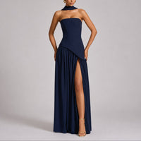 Phoebe | Women's Strapless Open-Back Split-Skirt Fall Wedding Guest Maxi Dress