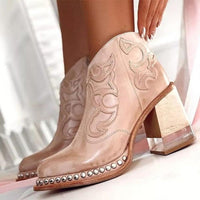 Phoebe | Women's Studded Block Heel Western Ankle Boots