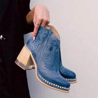Phoebe | Women's Studded Block Heel Western Ankle Boots