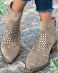 Olivia | Women's Studded Suede Pointed-Toe Block-Heel Ankle Boots
