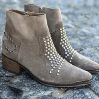 Olivia | Women's Studded Suede Pointed-Toe Block-Heel Ankle Boots
