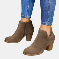 Aria | Women's Suede Block-Heel Side-Zip Ankle Boots