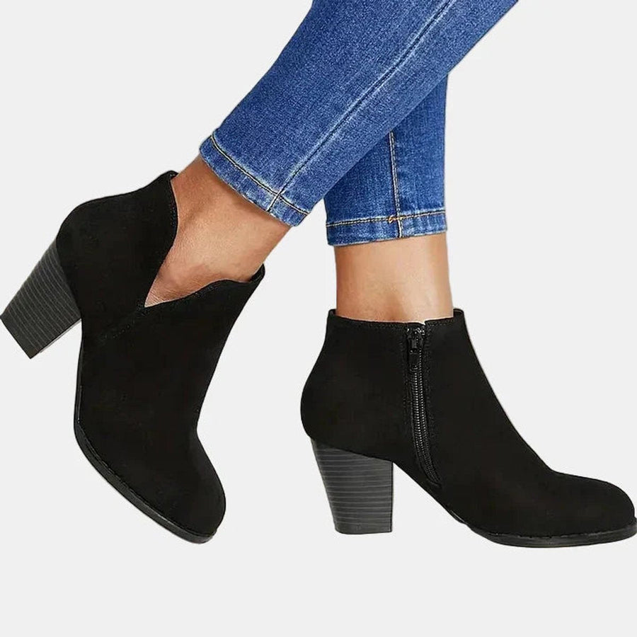 Aria | Women's Suede Block-Heel Side-Zip Ankle Boots