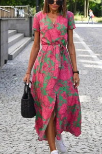Genevieve | Wrap Midi Dress in Pink
