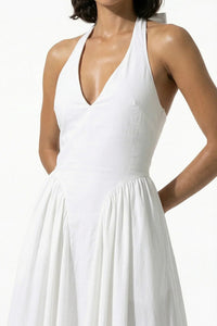 Marguerite | Halter Midi Dress in White