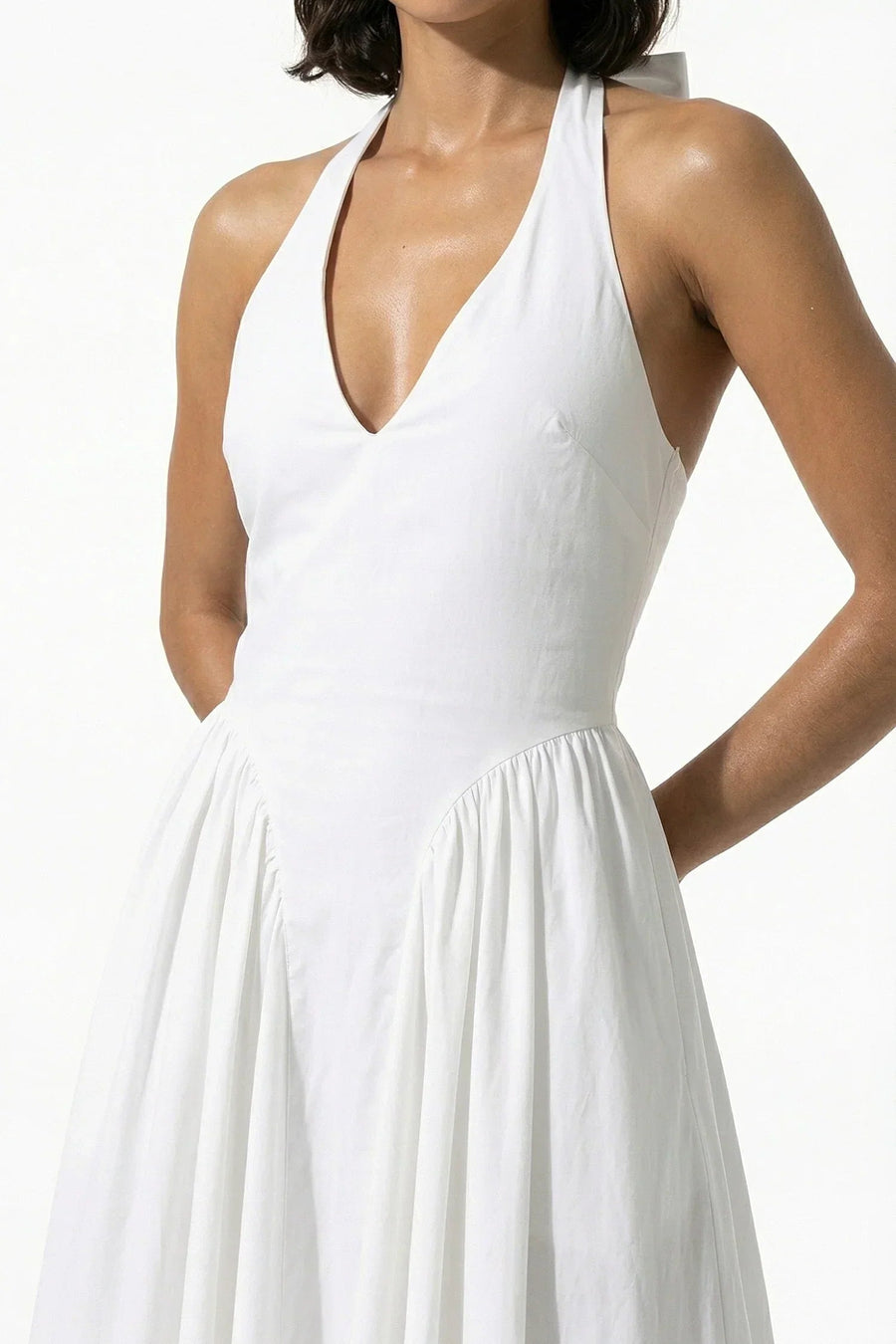 Marguerite | Halter Midi Dress in White