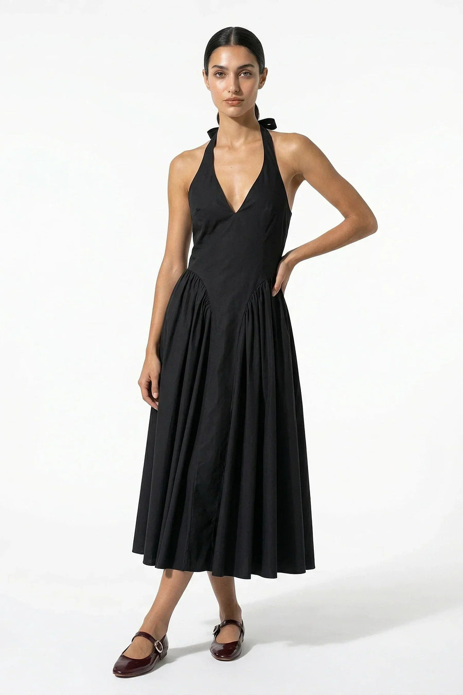 Marguerite | Halter Midi Dress in Black