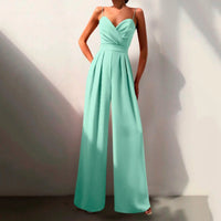 Rosie | Women's Sweetheart Neck Spaghetti Strap Wide Leg Pants Jumpsuit