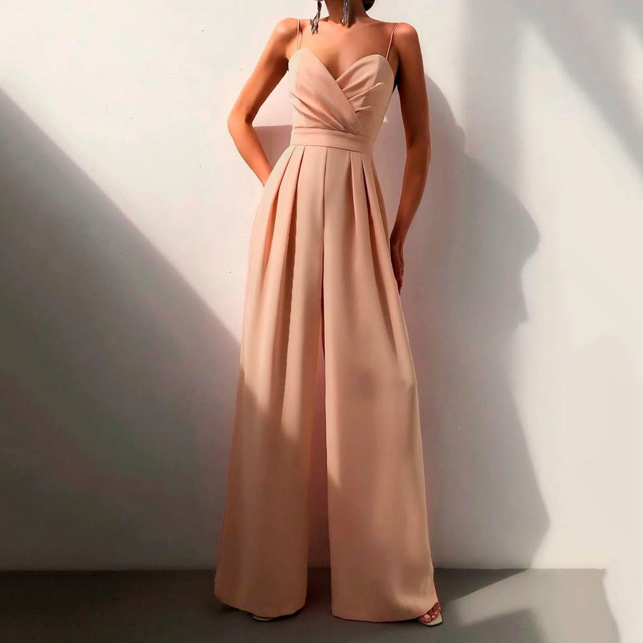 Rosie | Women's Sweetheart Neck Spaghetti Strap Wide Leg Pants Jumpsuit