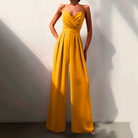 Rosie | Women's Sweetheart Neck Spaghetti Strap Wide Leg Pants Jumpsuit