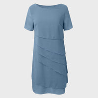 Phoebe | Women's Tiered Chiffon Cocktail Party Dress Short Sleeve Midi
