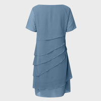 Phoebe | Women's Tiered Chiffon Cocktail Party Dress Short Sleeve Midi