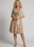 Lily | Women's Traditional Lace-Up Dirndl Knee-Length Floral Apron Dress