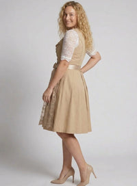 Lily | Women's Traditional Lace-Up Dirndl Knee-Length Floral Apron Dress