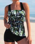 Sienna | Women's Two-Piece Geometric Print Tankini Set with Shorts