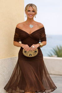Isla | Women's V-Neck Chiffon Maxi Cocktail Party Dress Pleated Waist