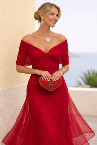 Isla | Women's V-Neck Chiffon Maxi Cocktail Party Dress Pleated Waist