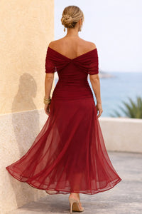 Isla | Women's V-Neck Chiffon Maxi Cocktail Party Dress Pleated Waist