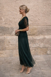 Isla | Women's V-Neck Chiffon Maxi Cocktail Party Dress Pleated Waist