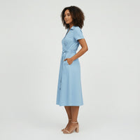 Evelyn | Women's V-Neck Wrap-Style A-Line Midi Dress Waist Tie