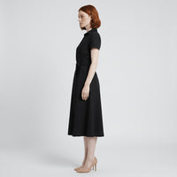 Evelyn | Women's V-Neck Wrap-Style A-Line Midi Dress Waist Tie