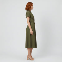 Evelyn | Women's V-Neck Wrap-Style A-Line Midi Dress Waist Tie