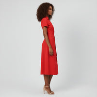 Evelyn | Women's V-Neck Wrap-Style A-Line Midi Dress Waist Tie