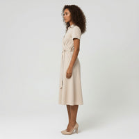 Evelyn | Women's V-Neck Wrap-Style A-Line Midi Dress Waist Tie