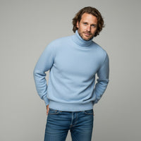 Woodfield Tailored Wool Turtleneck in Carolina Blue