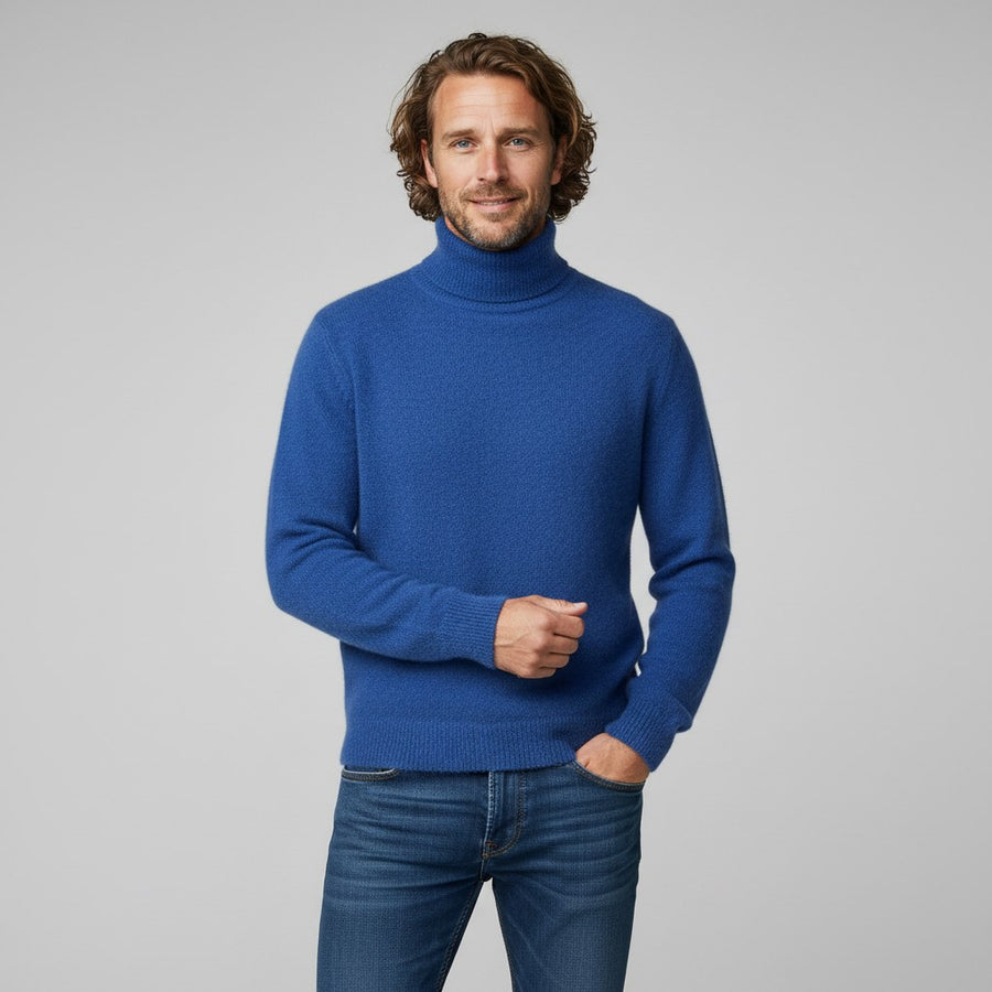 Woodfield Tailored Wool Turtleneck in Coastal Blue