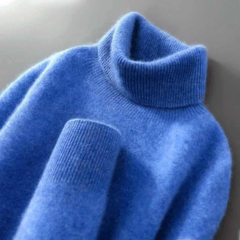 Woodfield Tailored Wool Turtleneck in Coastal Blue