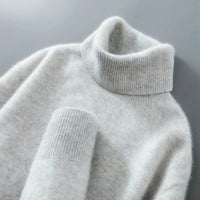 Woodfield Tailored Wool Turtleneck in Light Gray