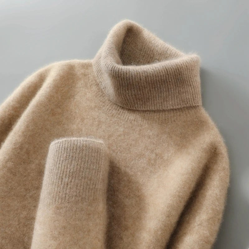 Woodfield Tailored Wool Turtleneck in Sienna Brown