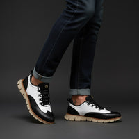Worthington Wingtip Sneaker in White & Black