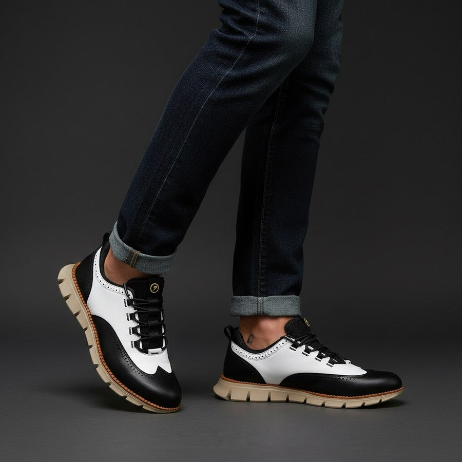 Worthington Wingtip Sneaker in White & Black