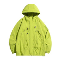 Wren Casual Jacket with Pockets and Hood in Neon Green