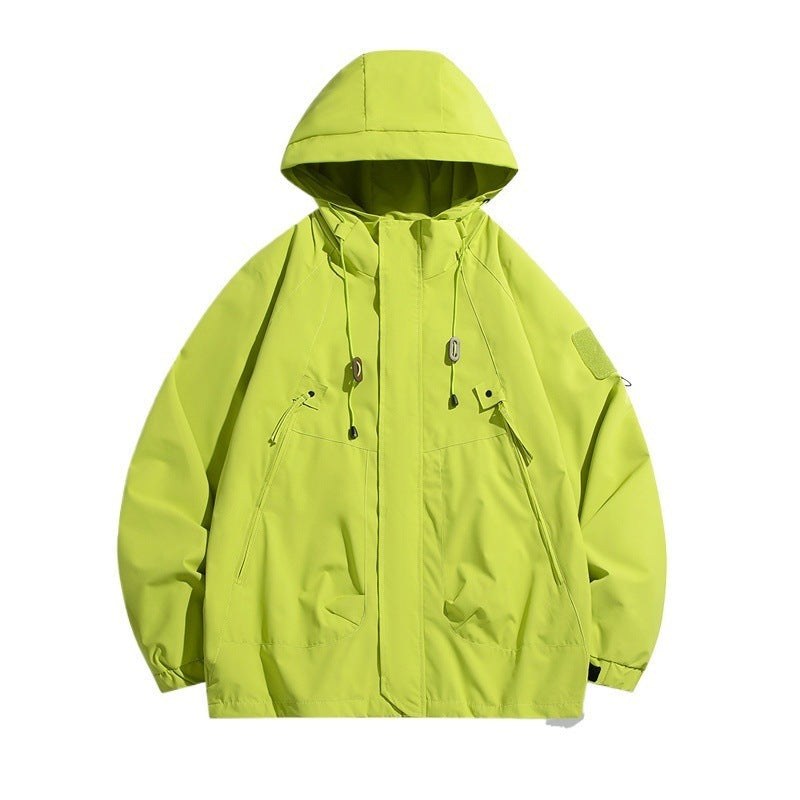 Wren Casual Jacket with Pockets and Hood in Neon Green