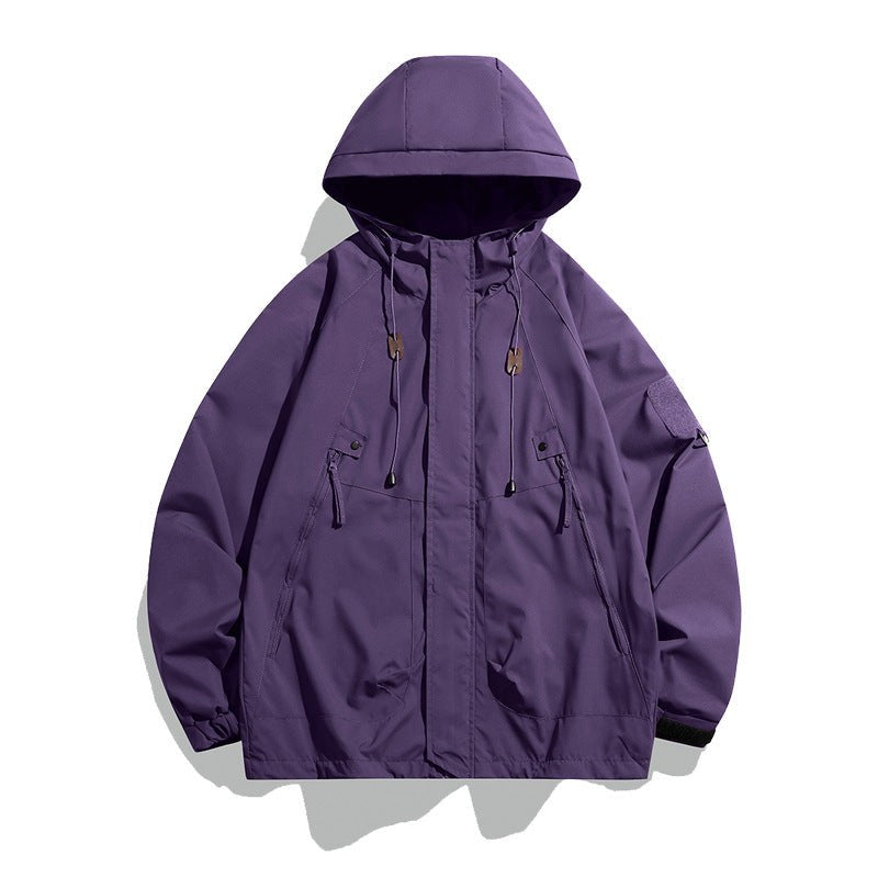 Wren Casual Jacket with Pockets and Hood in Purple