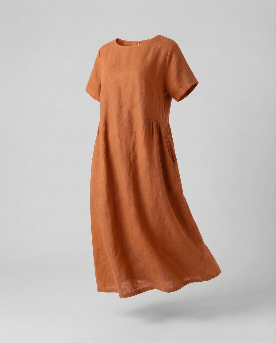 Wren Midi Dress with Pockets in Orange