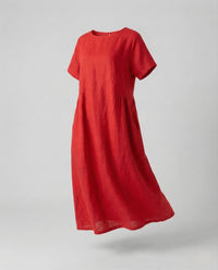 Wren Midi Dress with Pockets in Red