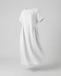 Wren Midi Dress with Pockets in White
