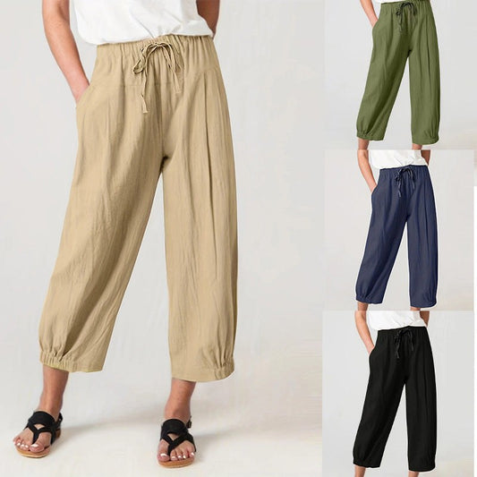 Wren Relaxed Linen Trousers with Elastic Waist