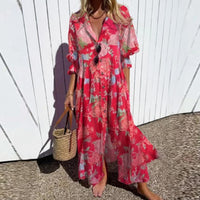 Wren Women's Floral Print Button-Front Maxi Dress in Light Blue