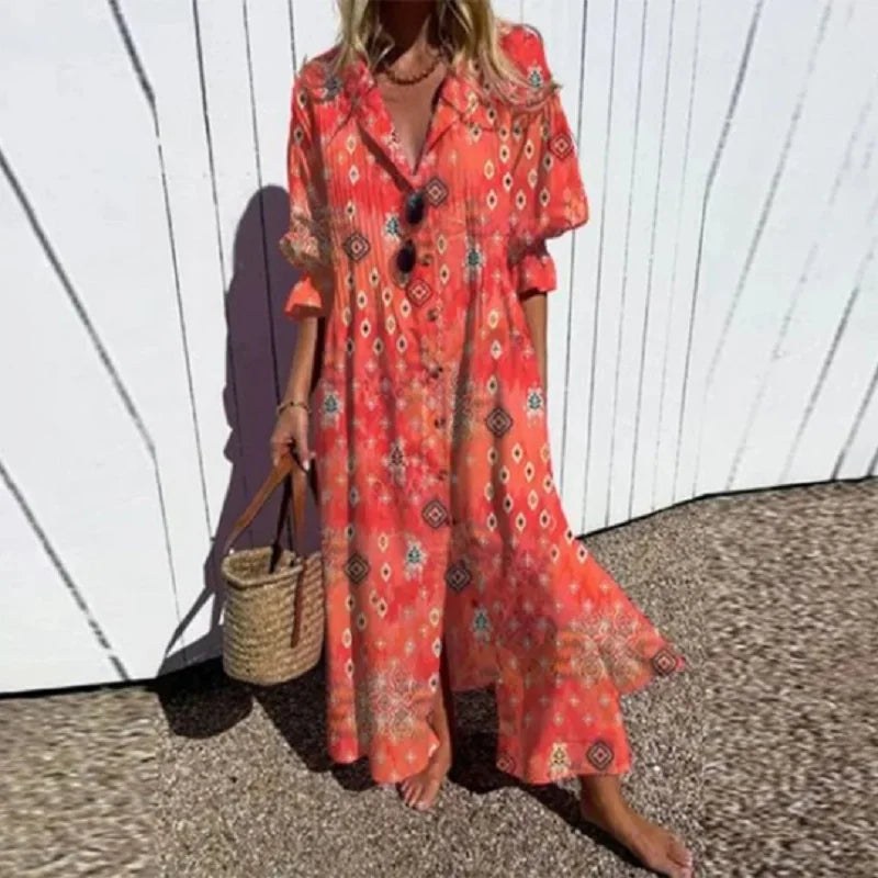 Wren Women's Floral Print Button-Front Maxi Dress in White